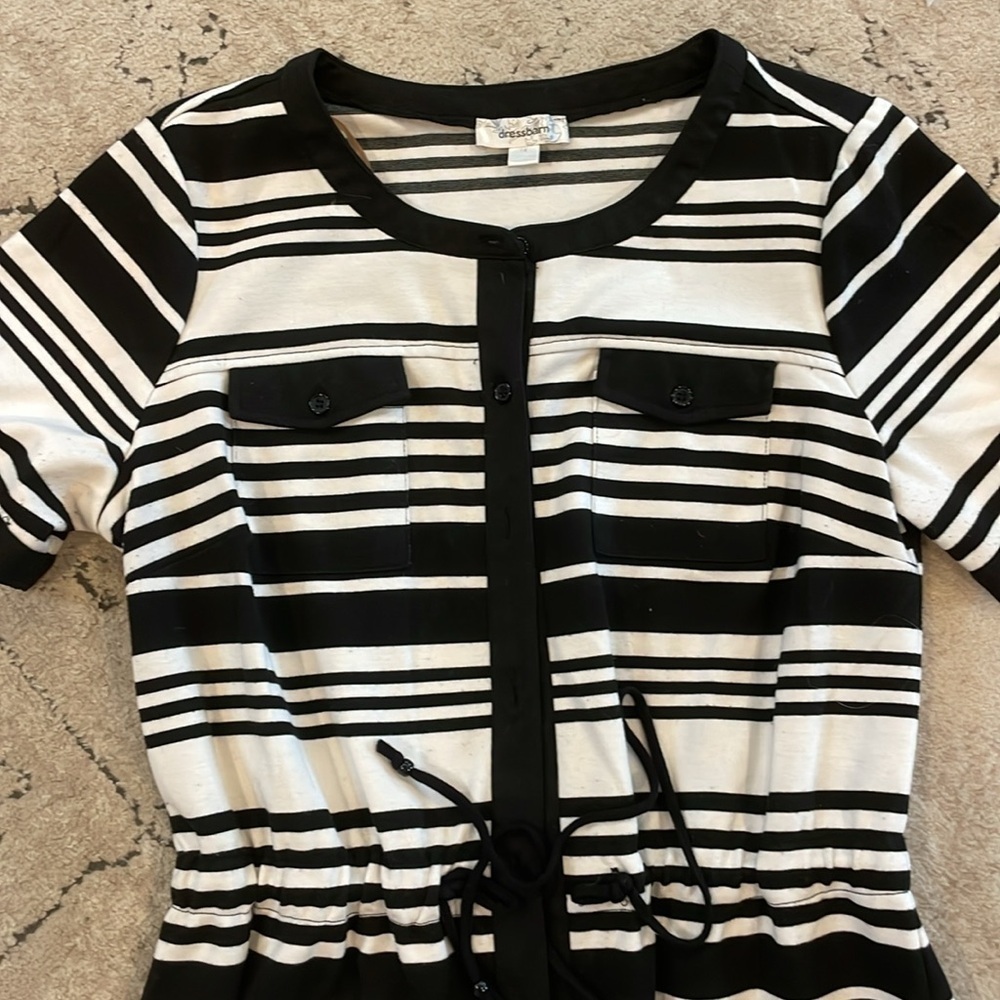 Dressbarn Button Down Black & White Dress - Picture 2 of 13